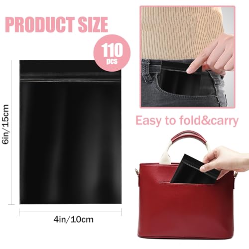 Image of Sanitary Napkin Disposal Bags 110pcs, Women Tampon Disposal Bags Sealed Opaque Feminine Hygiene Disposal Bags for Privacy, Black