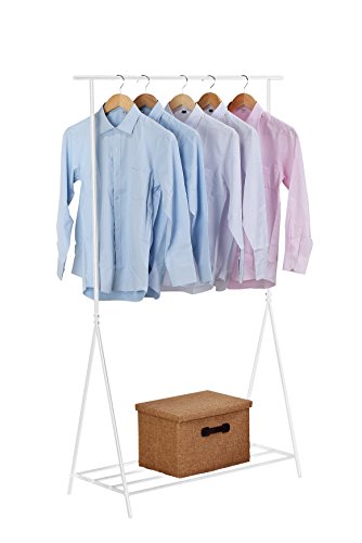 NEUN WELTEN Perchero Burro Metálico con Balda Inferior 160 x 100 x 40cm Perchro de Pie para Prendas Soporte para Colgar Ropa de Almacenamiento (Blanca) Cover