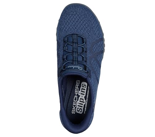 Skechers Modern Comfort Women's Women's Breathe Easy-Knitty Waves Hands Free Slip-Ins Sneaker, Navy, 114