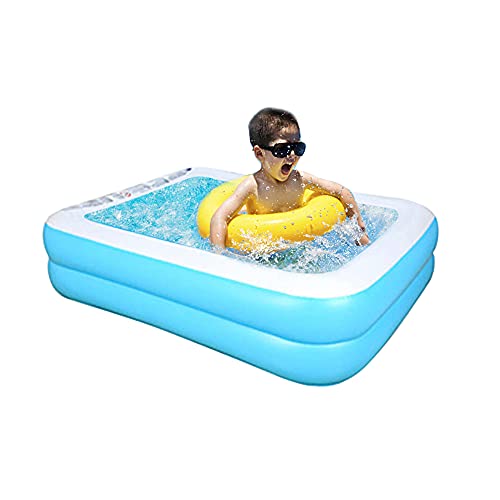 Piscine gonflable rectangulaire pour enfant, pour bébé, enfant, résistant à l'usure, épais, pour extérieur, jardin, cour, fête aquatique, 3 tailles au choix Cover