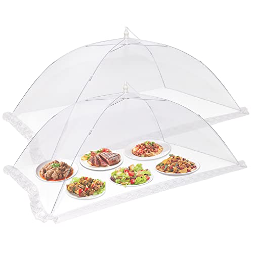 2 Pcs Extra Large Mesh Food Cover Tent（46'x20', 40'x24'）Umbrella Food Screen Covers for Outside Pop-up Mesh Reusable and Collapsible Food Nets for Parties Picnics Outdoor BBQs…