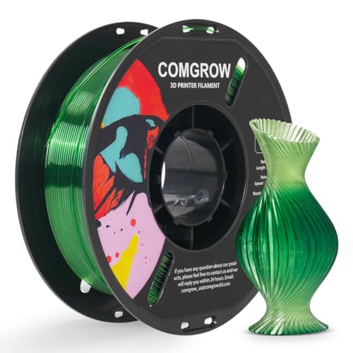 Comgrow PETG 3D Printer Filament 1.75mm, High Precision and Tough 3D Printer Filament 1kg (2.2LBS), Dimensional Accuracy +/- 0.02 mm, Fit Most 3D Printers Gradient Green White