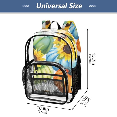 Clear Backpack Women Cute Painted Style Pumpkins Orange Girls Backpack for Kids Approved Transparent Bag4
