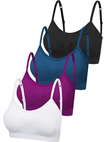 Image of SATINIOR 4 /12 Pieces Bralette Neck Cami Bra Wireless Tank Top Sports Bra for Women