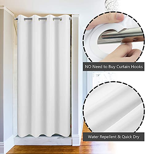 Stall Fabric Shower Curtain No Hooks Or Liner Needed - Soft Shower Stall Curtain 54" X 78" Hotel Grade, Waterproof & Machine Washable, White, 54X80 Stall Size #TOP2