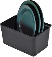 Restaurantware RW Clean Attachable Bus Tub - 13x7 Inch Black Plastic Small Bus Box for Heavy-Duty Rolling Utility Carts, 2.5 Gal Leak-Resistant