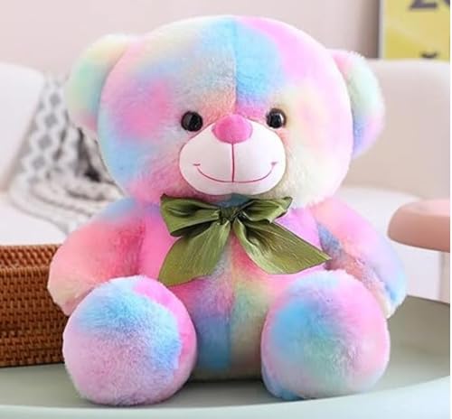 Image of ZEXSAZONE Toy Cute Rainbow Colored Huggable Teddy Bear 32 cm| Plush Soft Toys for Baby | Boys and Girls Kids - Teddy | Plushie Soft Toys for Kids Best Valentine Gift Birthday, Gift (Rainbow)
