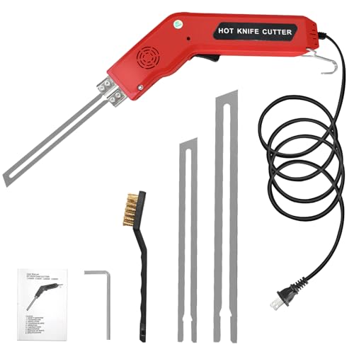 Foam Cutter 6 In 1 Hot Knife Cutting Tool 400℃ 200W Styrofoam Cutter Electric Hot Knife Foam Cutter With 2 Blades For EPS, XPS, EVA, KT Board, Sponge, Nylon (red)