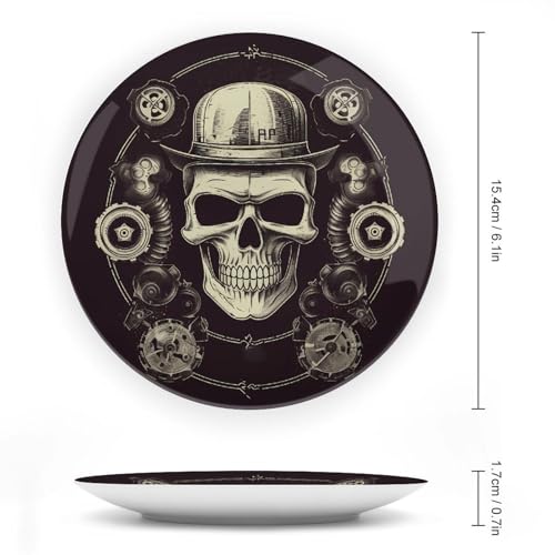 Plato decorativo de cerámica de calavera personalizada con soporte vertical 3