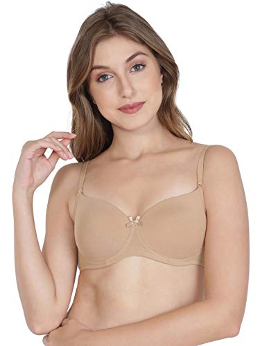 Image of Jockey FE23 Women Wirefree Padded Super Combed Cotton Elastane Stretch Medium Coverage T-Shirt Bra with Detachable Straps