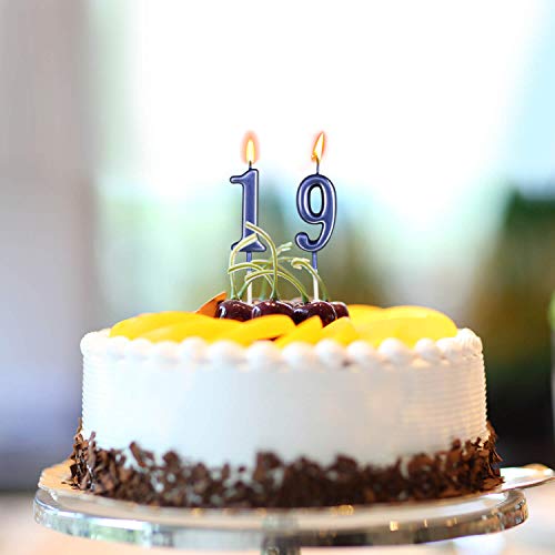 image for Beanlieve Blue Numeral Birthday Candles - Cake Numeric Candles Number 