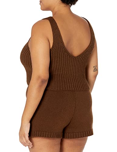 Image of The Drop Women's Sylvie Double V-Neck Textured Rib Cropped Sweater Tank