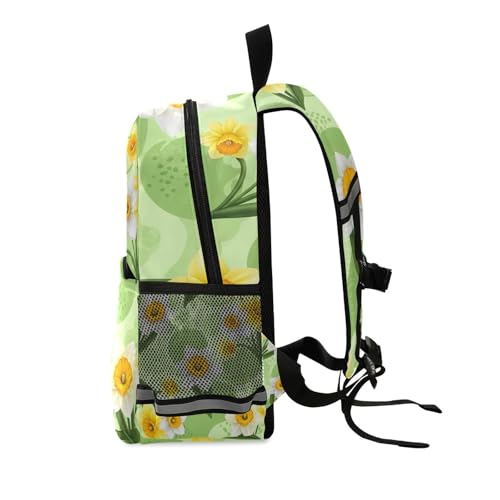 Toddler Backpack for Boys Girls, White Flowers Green Leaves Preschool Backpacks Small Kids School Backpacks2