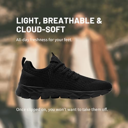 Image of Damyuan Running Shoes for Men Sneakers Slip on Walking Shoes Lightweight Tennis Breathable Comfor Table Gym Non Slip Workout Casual Shoes,Black Size 12.5