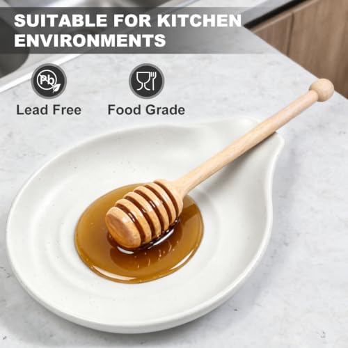 Półka na łyżki, biała, ceramiczna spiralna konstrukcja do kuchenki i blatu kuchennego i stołu