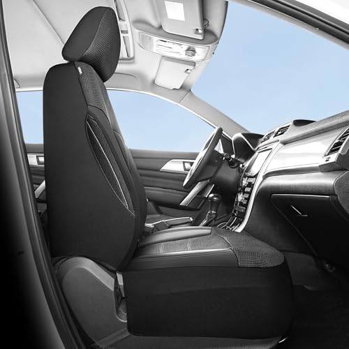 Image of HChengkikz Front Car Seat Covers, Air Mesh, Breathable (Black)