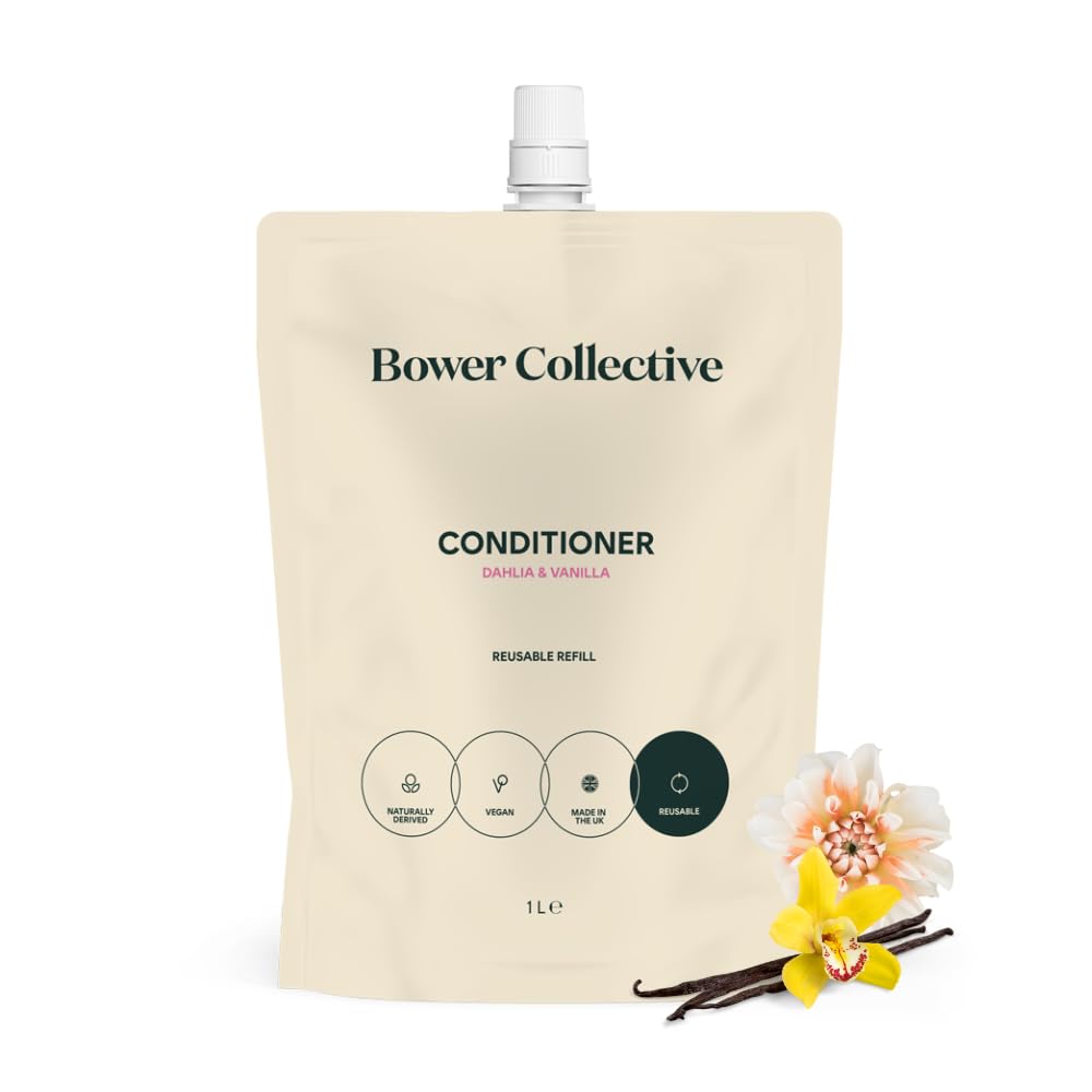 Bower Collective Natural Conditioner Refill, Dahlia & Vanilla Hair Conditioner, Essential Oil Enriched Hair Care