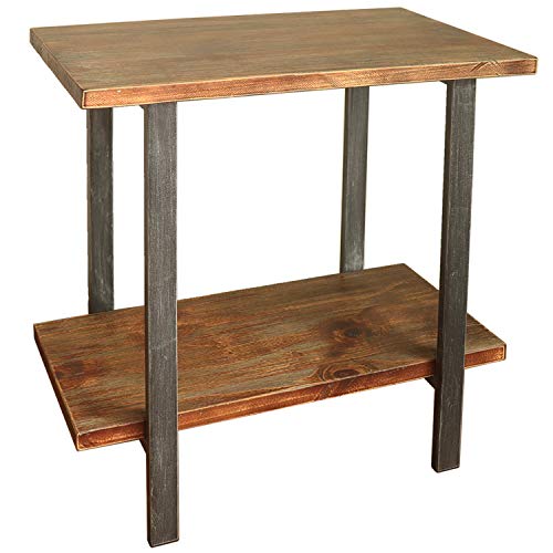 Barnyard Designs 2-Tier End Table - Rustic Solid Pine Wood - Rectangular Side