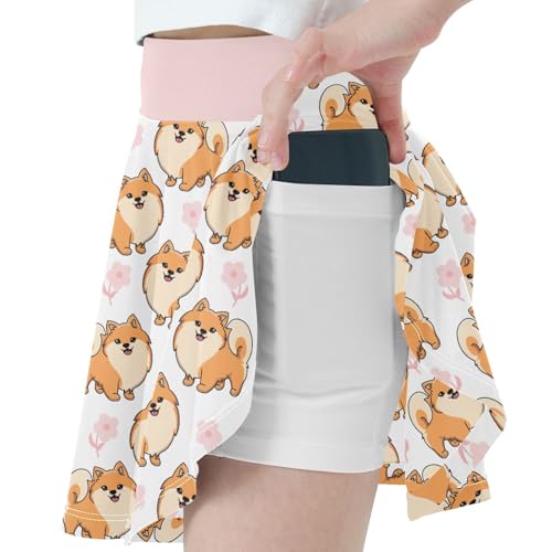 Girls Skorts High Waist Athletic Skirts with Shorts Pomeranian Dog Stretchy Teens Performance Tennis2