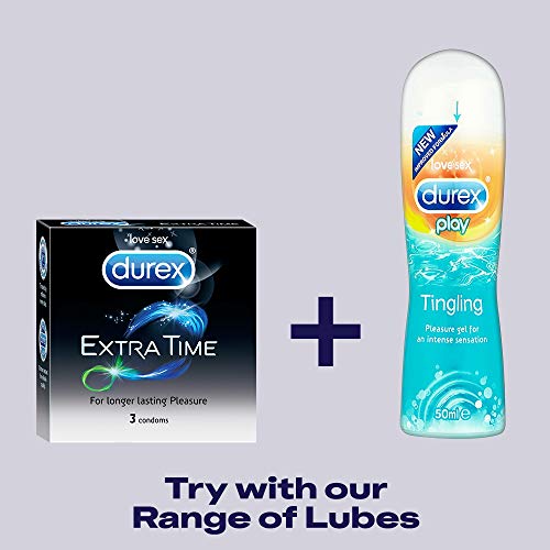 Durex Extra Time Condoms for Men - 3 Count | Performa Lubricant for Long Lasting Climax Delay | Suitable for use with lubes & toys - Image 5