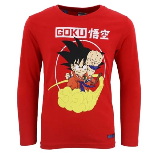 Dragon Ball Niños Camiseta de Manga Larga (Roja,4 años)