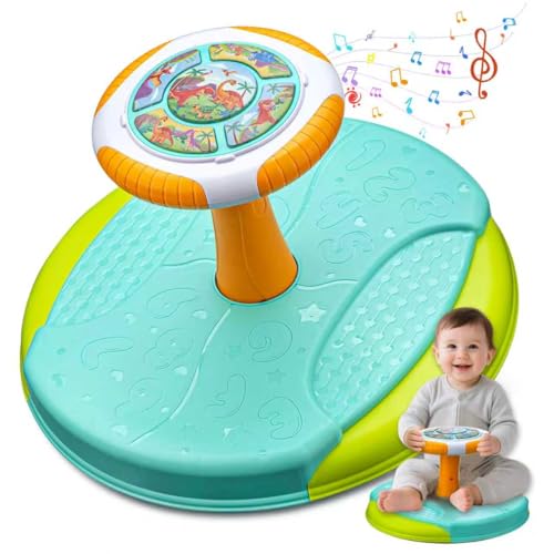 VROGTIK Dinosaur Sit and Spin Toys for Toddlers 1-3, 360° Toddler Spinning Seat with LED Lights and Music Christmas Birthday Gift for 1 2 3 Years Old Boys Sensory Toys Toddler Activities