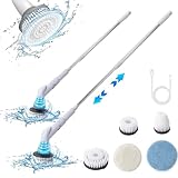 Electric Spin Scrubbers, Power Shower Scrubbers with Retractable Handle & 5 Brush Head, IPX7 𝖶𝖺𝗍𝖾𝗋𝗉𝗋𝗈𝗈𝖿 Rechargeable Spin Scrubbers for Bathtub Tile Floor