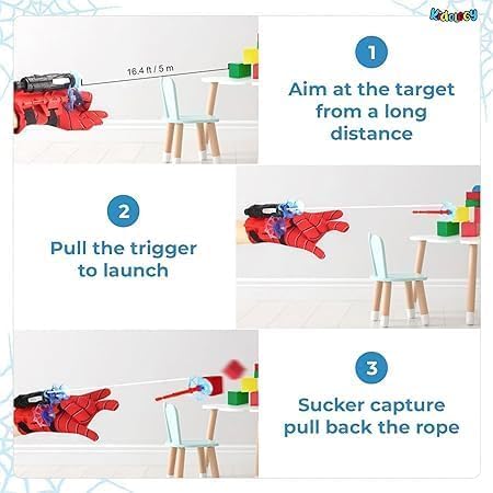 MOROVIK Spider Web Shooters Toy for Kids Fans, Hero Launcher Wrist Toy Set, Cosplay Launcher Bracers Accessories, Sticky Wall Soft Bomb Funny Children's Educational ToysMulticolor (Black and RED) - Image 7 thumbnail