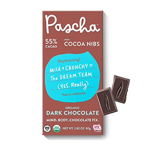 Pascha Organic Vegan Dark Chocolate Bars 55% Cacao With Cocoa Nibs, 2.8 Oz, Pack Of 10 #TOP5