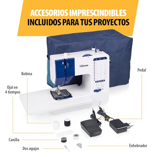 Miniatura 2 de Tristar Máquina De Coser Con 38 Puntadas, Mesa Extensible, Brazo Libre, Luz Led, Enhebrador Automático, Cortahilos, Control De Velocidad, Fácil De Usar, Sm-6005