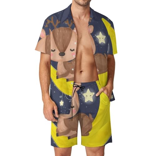 Chemise hawaïenne hommes ensemble cerf short pantalon plage vêtement été décontracté taille S