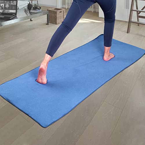 POLYTE Hot Yoga Towel Mat. Elastic Straps, 24x72" (Blue) - Image 6