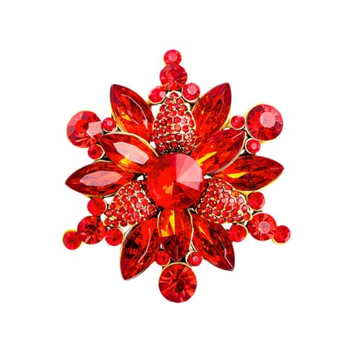 Image of Rhinestone Flower Brooch Pin for Women Red Black Purple Flower Broochs Pin Hat Christmas Brooch Jewelry