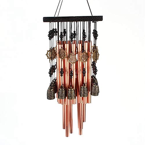 Carillon de vent en métal de 80cm avec cloche en cuivre pour la décoration du jardin et du patio