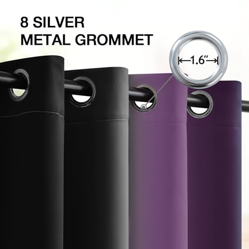 Image of SimpleHome Ombre Room Darkening Curtains 84 inches Length for Bedroom,Grommet Gradient Light Blocking Purple and Black Window Curtains for Living Room,2 Panels, 52x84 inches