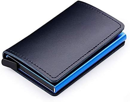 Leather Credit Card Holder Aluminum Metal Business ID Cardholder Slim Case Mini Wallet for Men