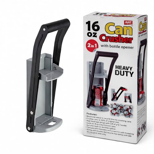 Aspect Heavy-Duty Can Crusher for Aluminium Cans 16oz/500ml Compact and Efficient 2 in 1 Can Crusher Non-Slip Grip Handle and Easy Setup