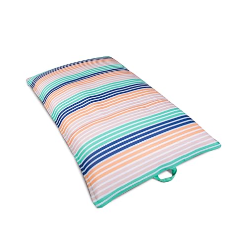 Big Joe Lagoon Lounger No Inflation Needed Pool Float, Rivera Stripe Turquoise Double Sided Mesh, Quick Draining Fabric, 5 feet Giant