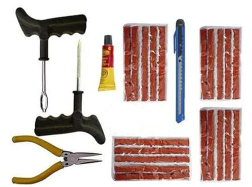 Image of (Pack of 20 Puncher Strips) Tool Set for Bike & Car Tubeless Tyre Puncture Repair Kit