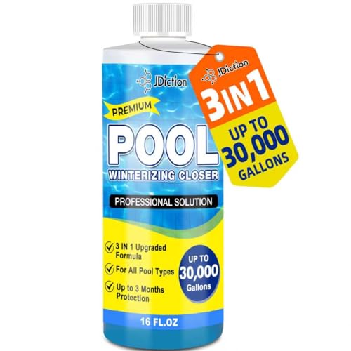 JDiction Winter Pool Closing Kit - 3 in 1 Pool Winterizing Kit for Above Ground, Inground & Saltwater Pools, Long Lasting Protection, One Step Pool Winterizer, Natural Pool Closer, Up to 30,000 Gallon