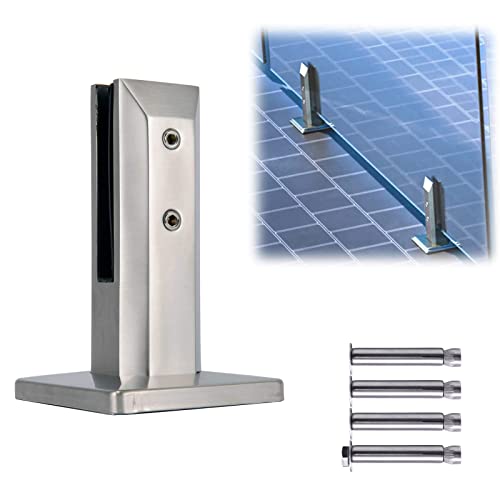 PHASFBJ Set mit 1 Edelstahl-Glasklemmen-Pfosten für Glasscheiben, mit Dehnschraube Bodenglasklemme für Treppengeländer mit Flacher Oberfläche,Silber,160mm high Cover