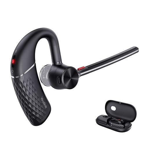 Yealink BH71 Bluetooth Earpiece, Wireless Headset with Noise Canceling Microphone,10 Hours Talk Time,Adjustable Ear Hook,Handsfree Earphones for Cell Phone,Pc Computer,Driving,Office Work (Renewed)