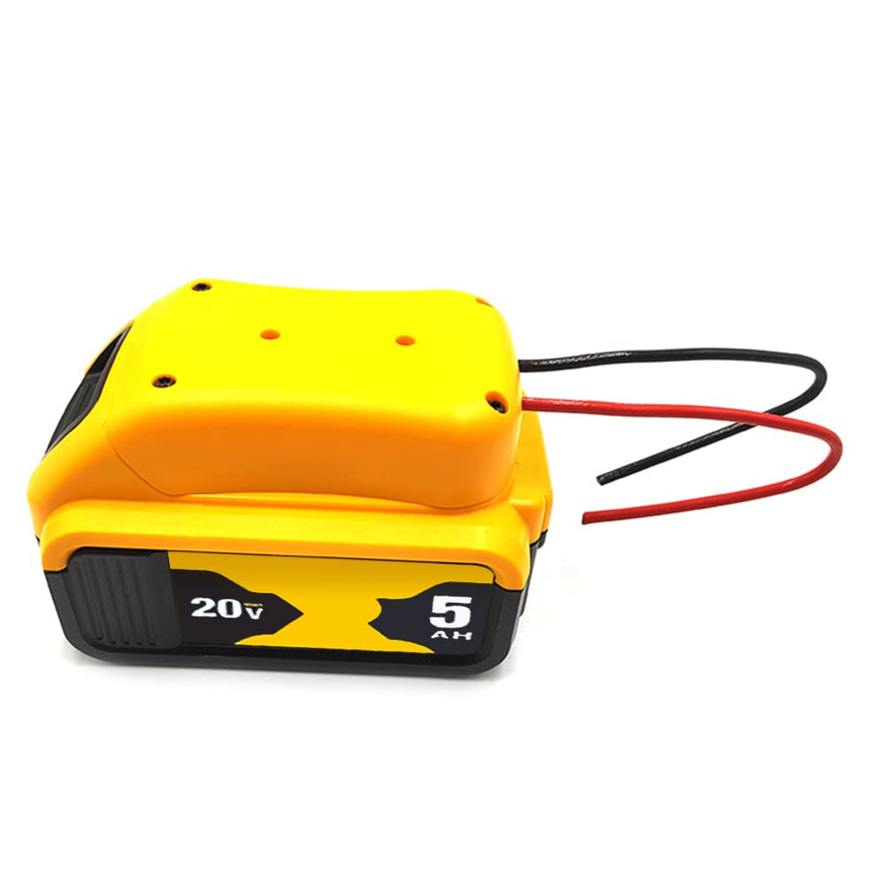 Power Wheel Adapter for Dewalt 14.4V/18V/20V Lithium Ion Battery Wire terminals, DC Port & LED Work Light Dual USB Charger,Power Connector for Rc Car, Robotics, Rc Truck, DIY Use (Power Connector)