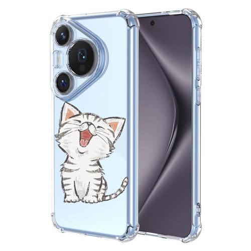 WOKEZ Transparent Fodral för Huawei Pura 70 Pro med Kattmotiv