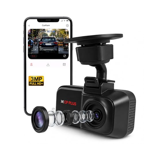 Image of CP PLUS Dash Cam for Car CP-W310 | 2K 3MP Full HD+ Single Channel Dashcam | 1296P Recording | Built-in Microphone | WiFi (AP Mode) | G-Sensor | Night Vision | 137 Wide View Angle | Upto 1TB Storge