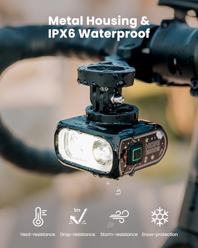 Image of Magicshine HORI1300S Bike Headlight, Compatible with Garmin /Wahoo, 1300 Lumens High & Low Beam Front Light, USB-C Rechargeable, IPX6 Waterproof for Night Riding and Urban Cycling