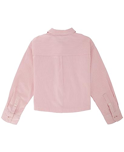 Tommy Hilfiger Girls' Long Sleeve Boxy Fit Button Down, Cropped Shirt with Chest Pocket3