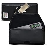 Turtleback Belt Case Designed for Galaxy Z Fold3 (2021) with Bulky Fit Case, Horizontal Holster Black Leather Pouch with Heavy Duty Rotating Belt Clip,