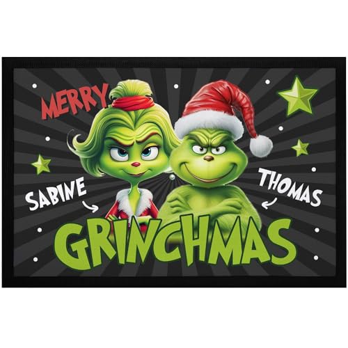 MoonWorks® Fußmatte Weihnachten Grinch personalisierbar Wunschname Merry Grinchmas lustige...