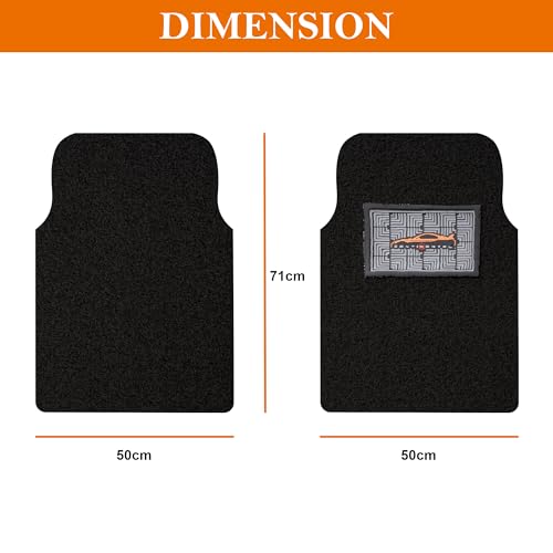 Image of CONTINENTAL [Duramat Curly] Universal Driver Side & Passenger Side Car Mat only - Premium Waterproof PVC Cushions Car Floor Mat for All Cars (Pack of 2 - Full Black).